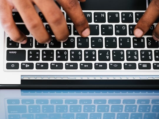 Message about belief, A man typing a message